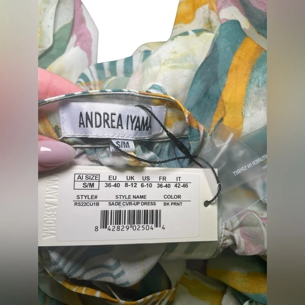 Andrea Iyamah Sade Floral Multicolor Sheer Maxi Swim Coverup S/M NWT